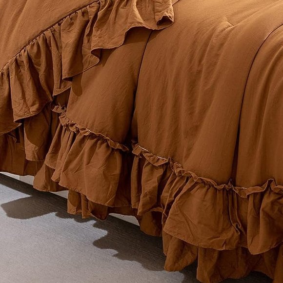 Chai Latte King Size Bed Comforter Set Shams Bedding Orange Pumpkin Spice New - Picture 5 of 11